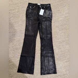 Frame The slim stacked leather pant black NWT